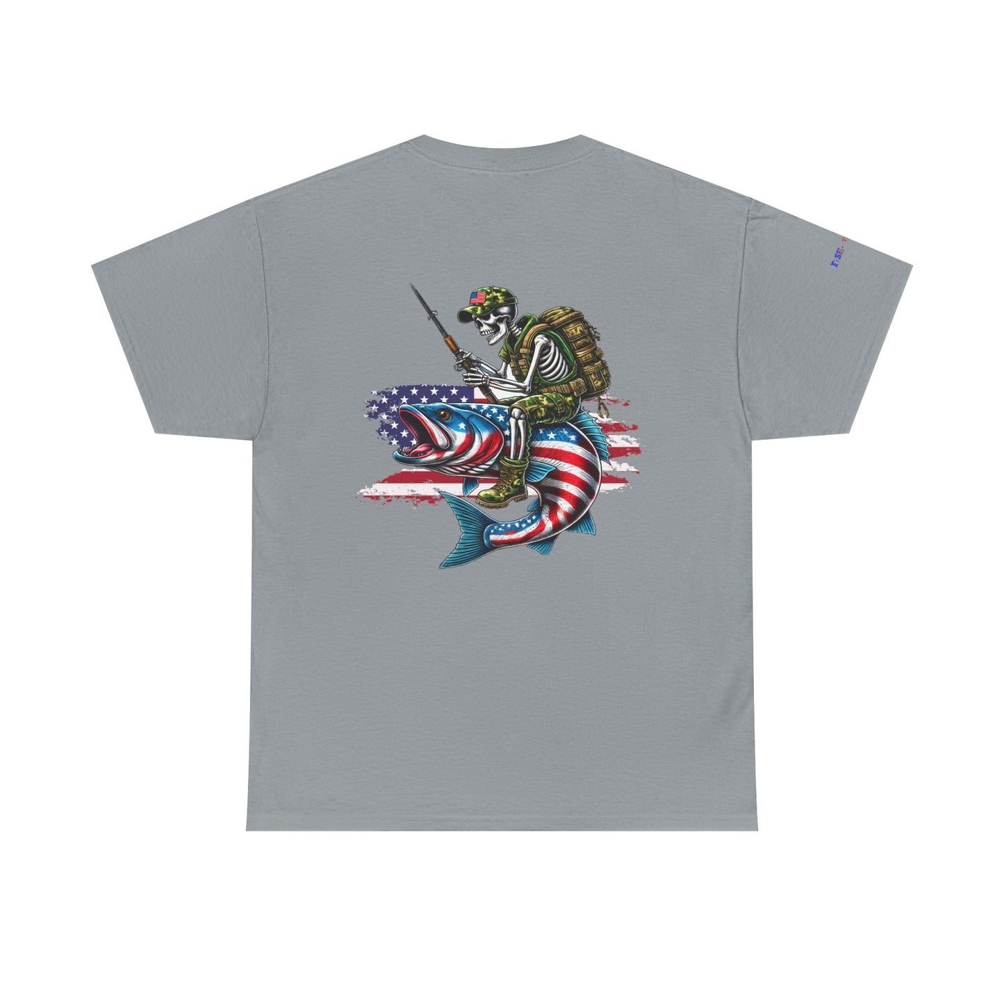 Soldier Riding Fish Patriotic Gulf of America Tee, Unisex Cotton T-Shirt, Fishing Shirt, Summer Apparel, Casual Wear, Gift for Anglers