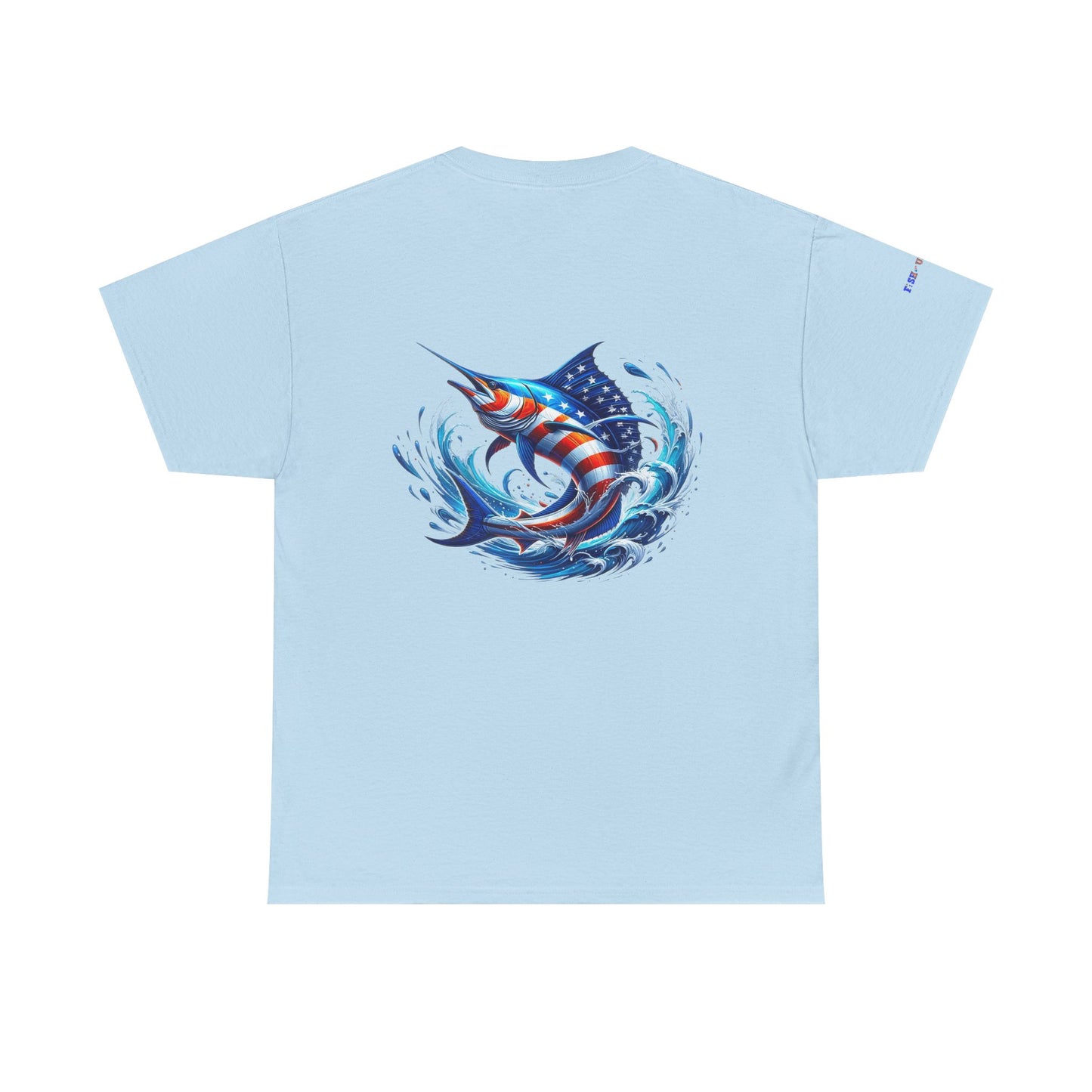 American Flag Marlin Patriotic Gulf of America Tee, Unisex Cotton T-Shirt