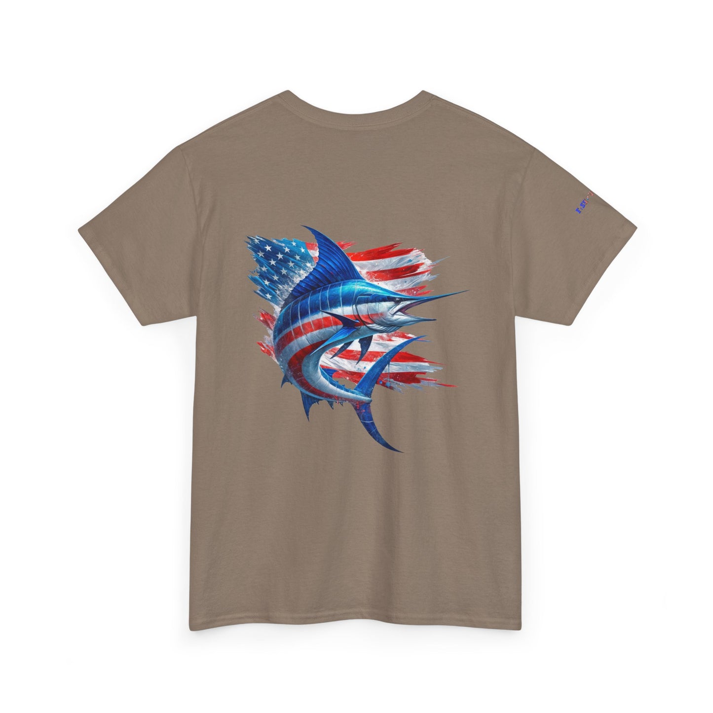 Large Logo Marlin Patriotic Gulf of America Tee, Unisex Cotton T-Shirt, Fishing Shirt, Summer Apparel, Casual Wear, Gift for Anglers