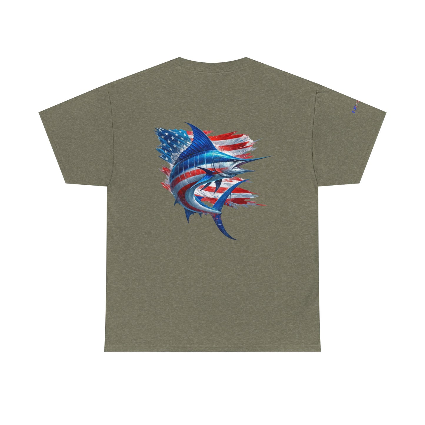 Large Logo Marlin Patriotic Gulf of America Tee, Unisex Cotton T-Shirt, Fishing Shirt, Summer Apparel, Casual Wear, Gift for Anglers