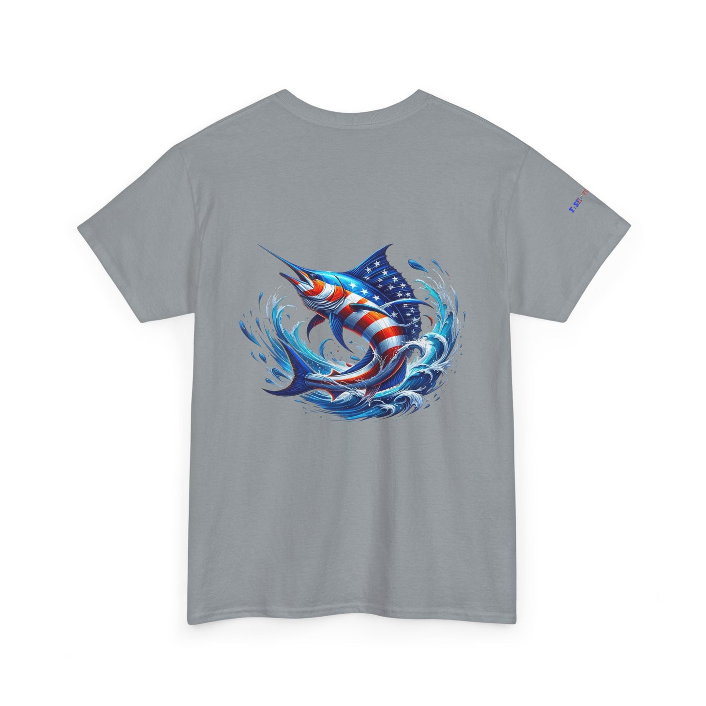 American Flag Marlin Patriotic Gulf of America Tee, Unisex Cotton T-Shirt