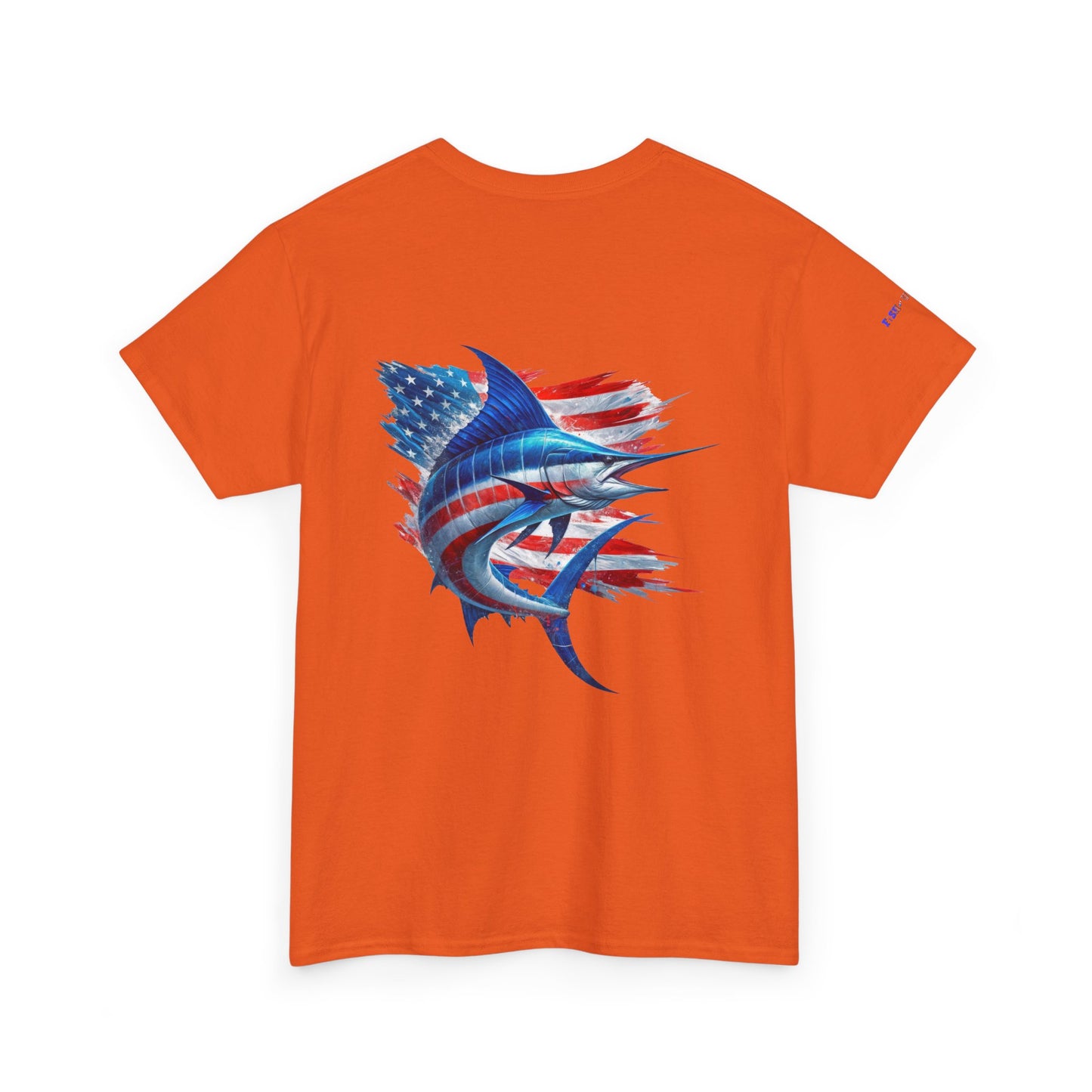 Large Logo Marlin Patriotic Gulf of America Tee, Unisex Cotton T-Shirt, Fishing Shirt, Summer Apparel, Casual Wear, Gift for Anglers