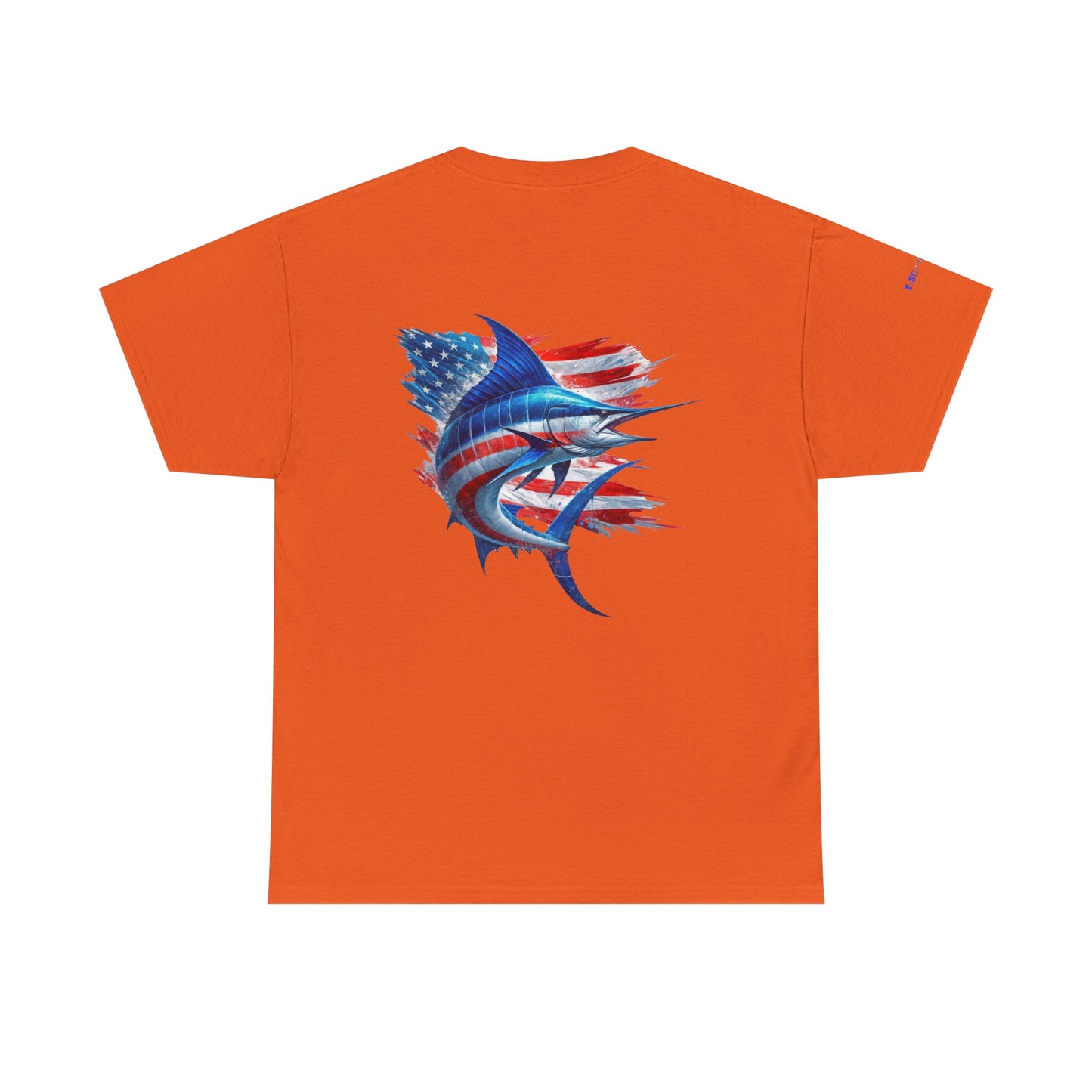 Large Logo Marlin Patriotic Gulf of America Tee, Unisex Cotton T-Shirt, Fishing Shirt, Summer Apparel, Casual Wear, Gift for Anglers