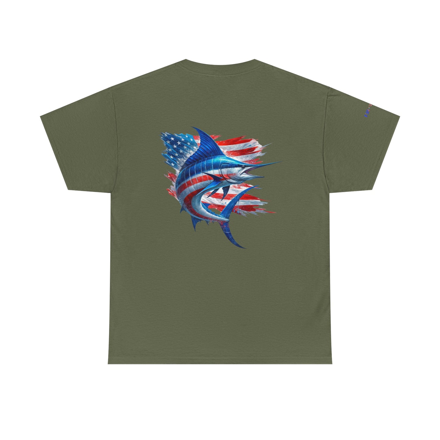 Large Logo Marlin Patriotic Gulf of America Tee, Unisex Cotton T-Shirt, Fishing Shirt, Summer Apparel, Casual Wear, Gift for Anglers