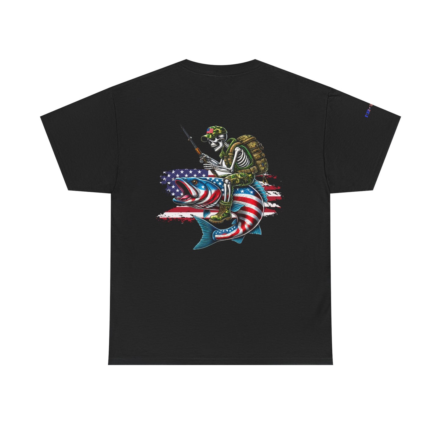 Soldier Riding Fish Patriotic Gulf of America Tee, Unisex Cotton T-Shirt, Fishing Shirt, Summer Apparel, Casual Wear, Gift for Anglers