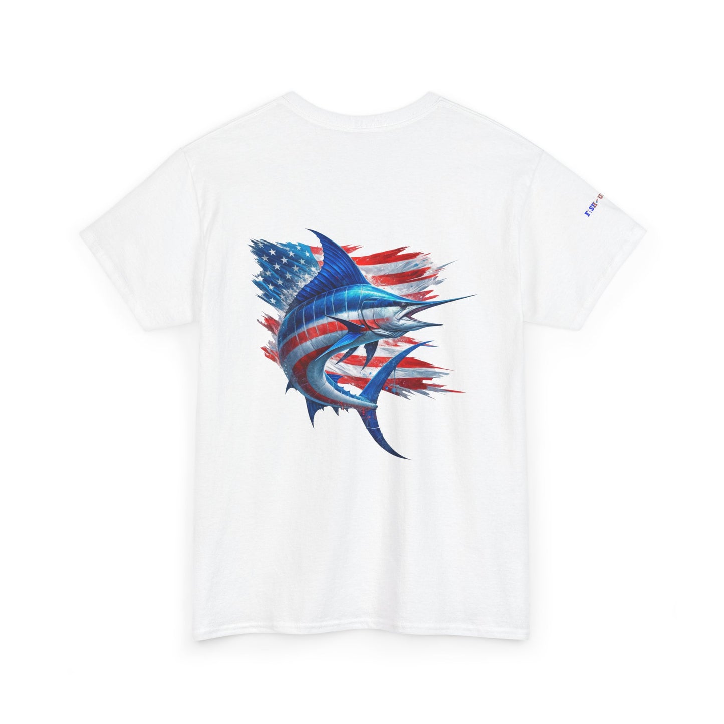 Large Logo Marlin Patriotic Gulf of America Tee, Unisex Cotton T-Shirt, Fishing Shirt, Summer Apparel, Casual Wear, Gift for Anglers