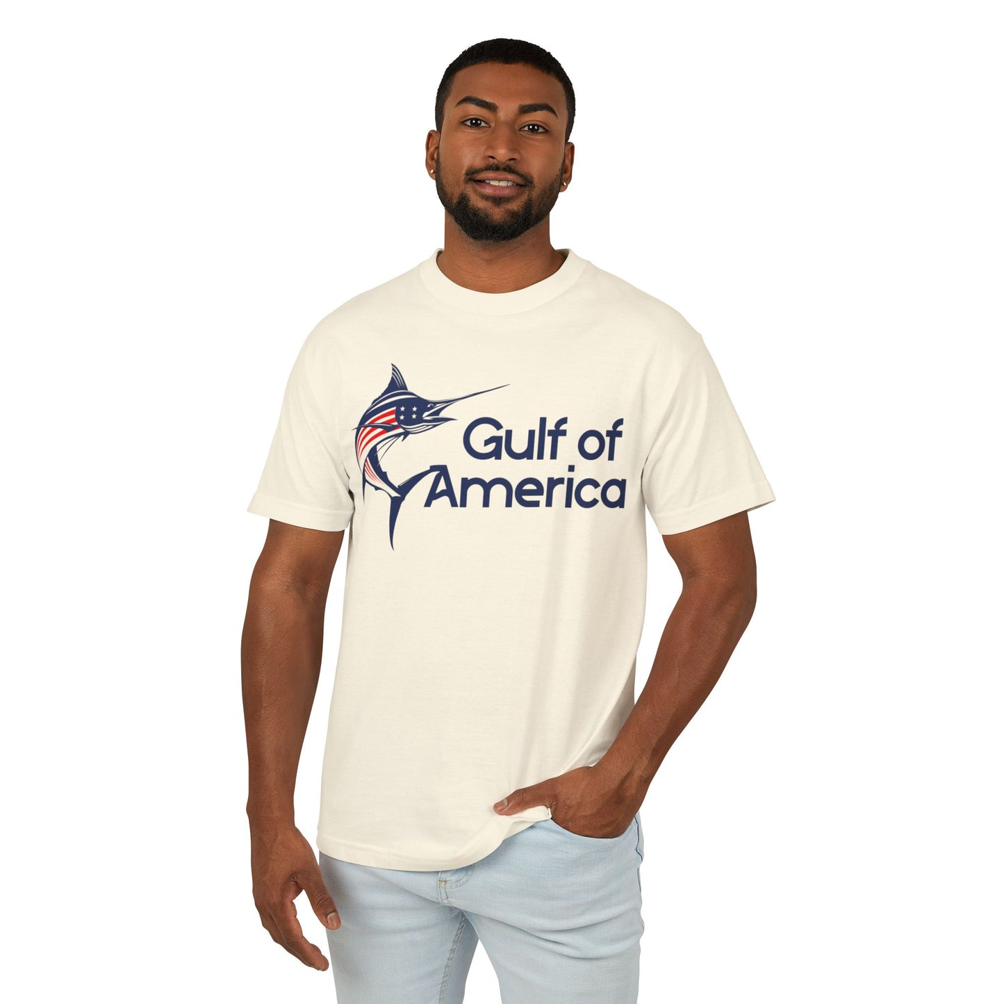 Gulf of America Fish Tee - Unisex Heavyweight Cotton T-Shirt for Fishermen, Beach Lovers, Summer Vacations, Gift for Him/Her, Casual Wear