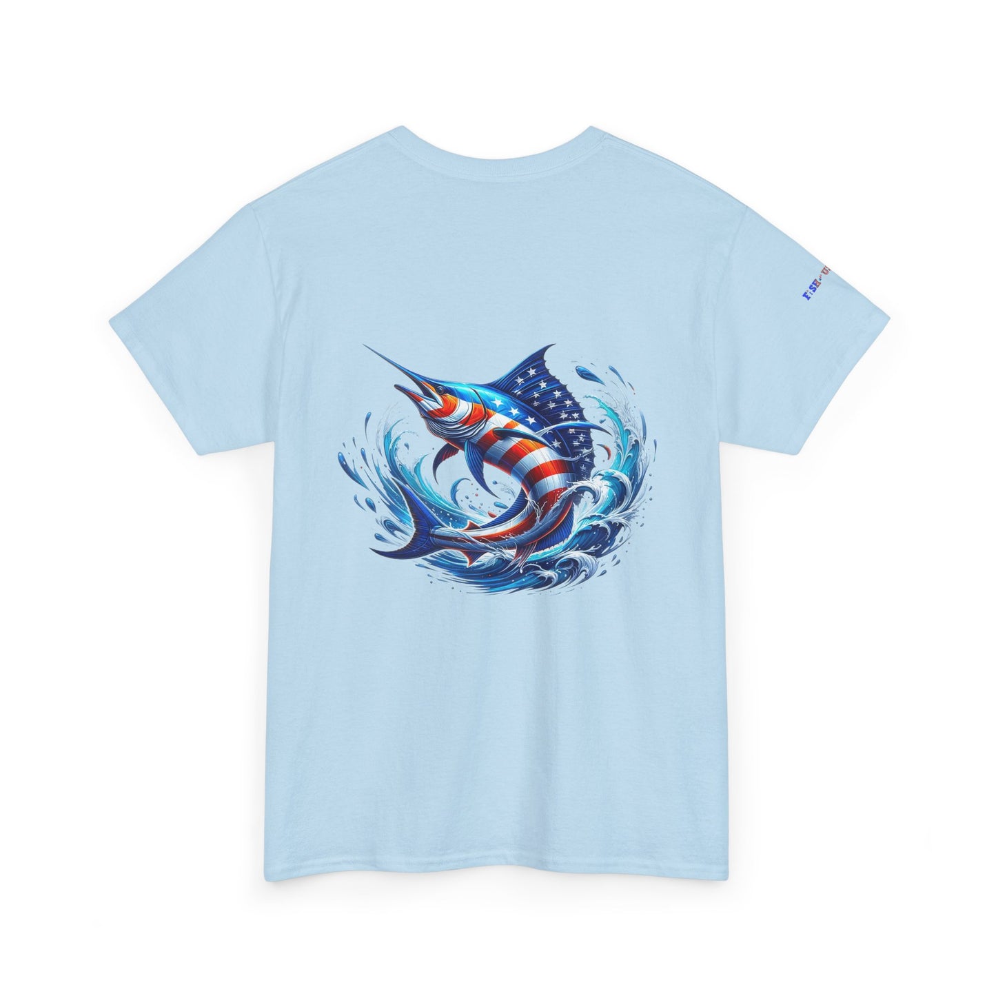American Flag Marlin Patriotic Gulf of America Tee, Unisex Cotton T-Shirt