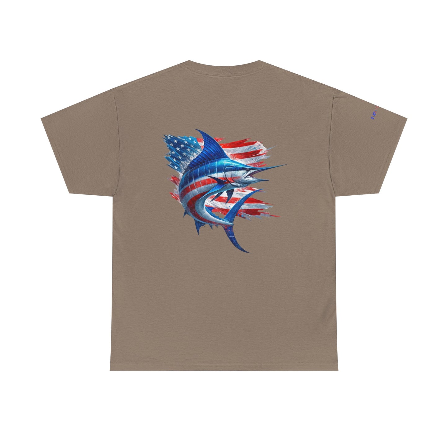 Large Logo Marlin Patriotic Gulf of America Tee, Unisex Cotton T-Shirt, Fishing Shirt, Summer Apparel, Casual Wear, Gift for Anglers