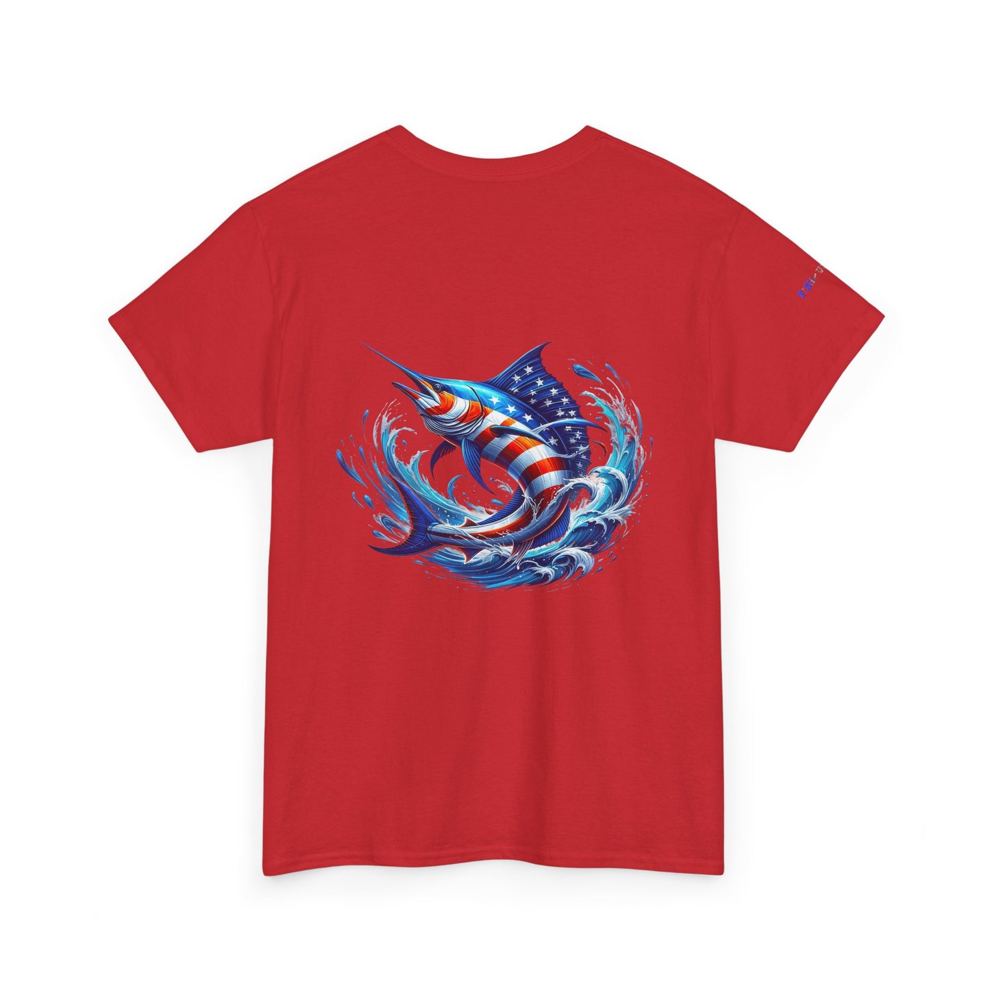 American Flag Marlin Patriotic Gulf of America Tee, Unisex Cotton T-Shirt
