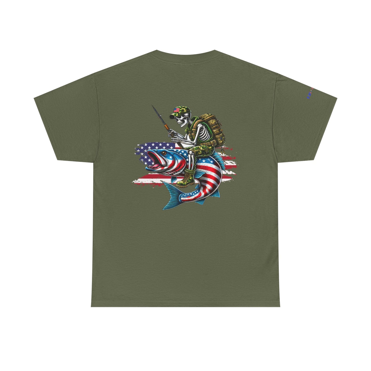 Soldier Riding Fish Patriotic Gulf of America Tee, Unisex Cotton T-Shirt, Fishing Shirt, Summer Apparel, Casual Wear, Gift for Anglers