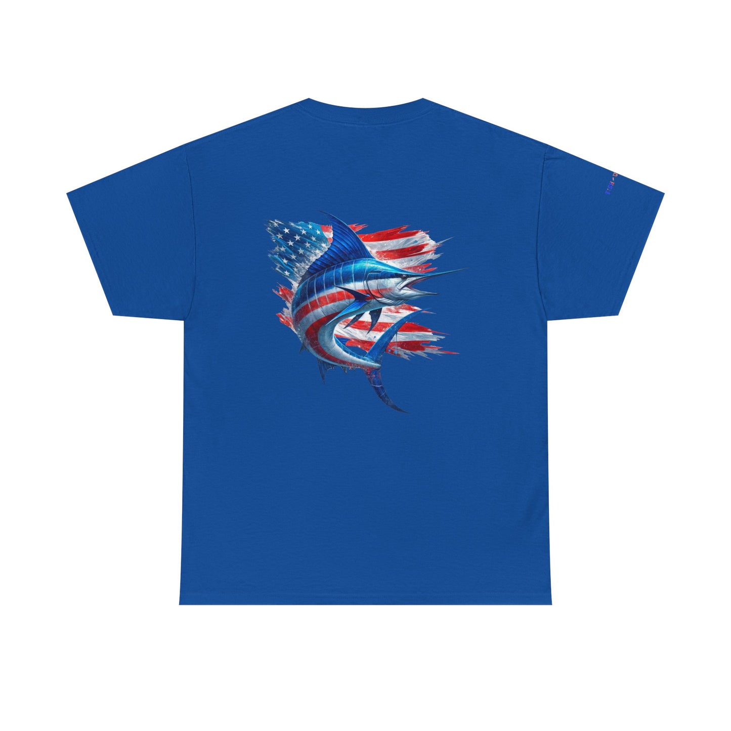 Large Logo Marlin Patriotic Gulf of America Tee, Unisex Cotton T-Shirt, Fishing Shirt, Summer Apparel, Casual Wear, Gift for Anglers