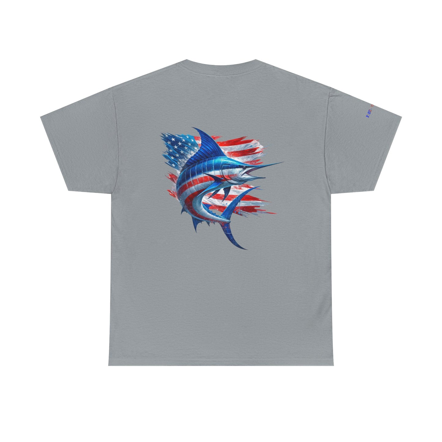 Large Logo Marlin Patriotic Gulf of America Tee, Unisex Cotton T-Shirt, Fishing Shirt, Summer Apparel, Casual Wear, Gift for Anglers