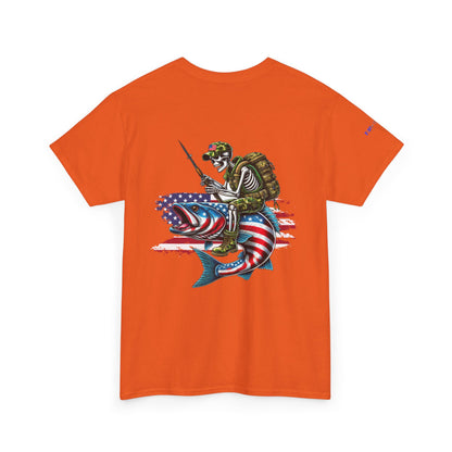 Soldier Riding Fish Patriotic Gulf of America Tee, Unisex Cotton T-Shirt, Fishing Shirt, Summer Apparel, Casual Wear, Gift for Anglers