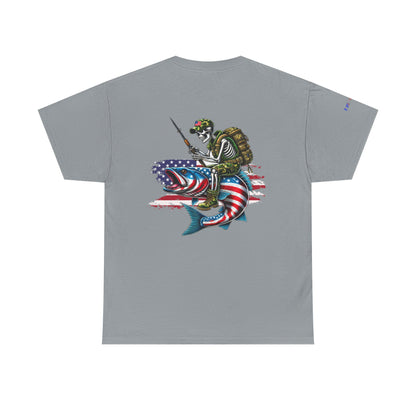 Soldier Riding Fish Patriotic Gulf of America Tee, Unisex Cotton T-Shirt, Fishing Shirt, Summer Apparel, Casual Wear, Gift for Anglers