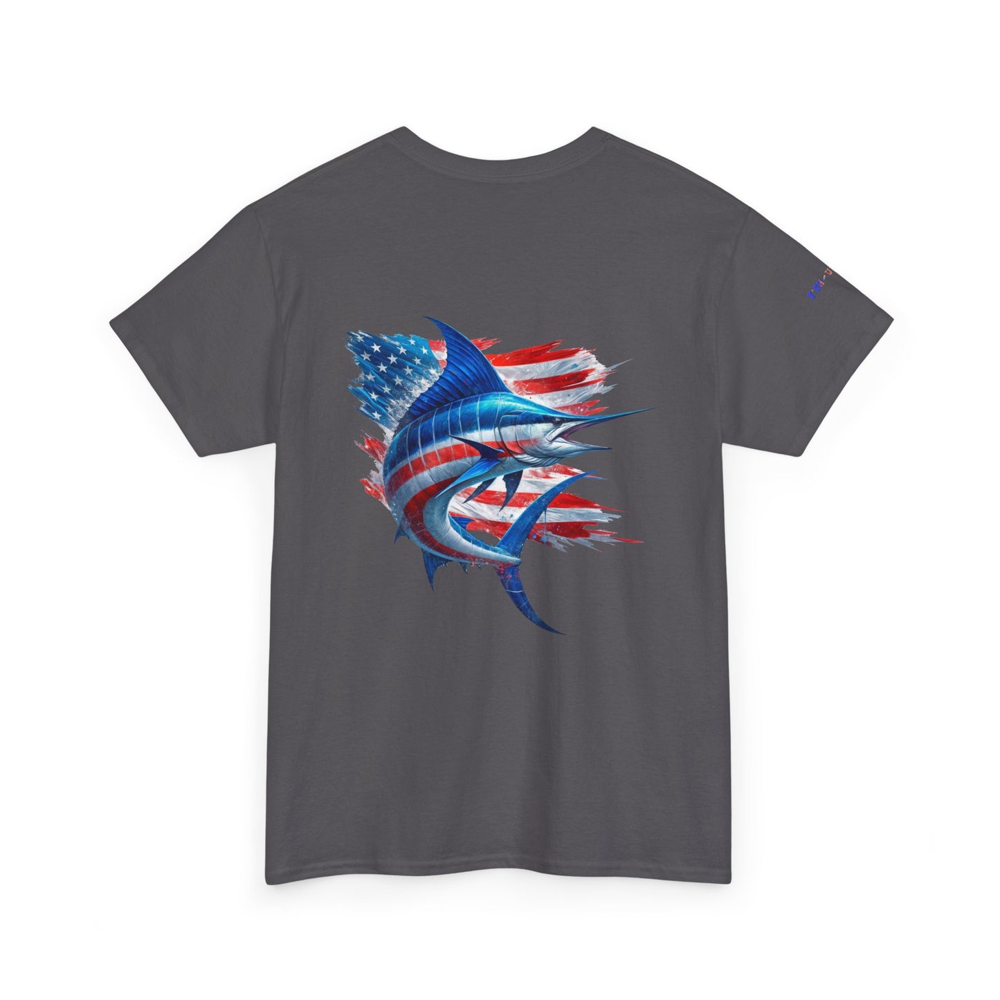 Large Logo Marlin Patriotic Gulf of America Tee, Unisex Cotton T-Shirt, Fishing Shirt, Summer Apparel, Casual Wear, Gift for Anglers