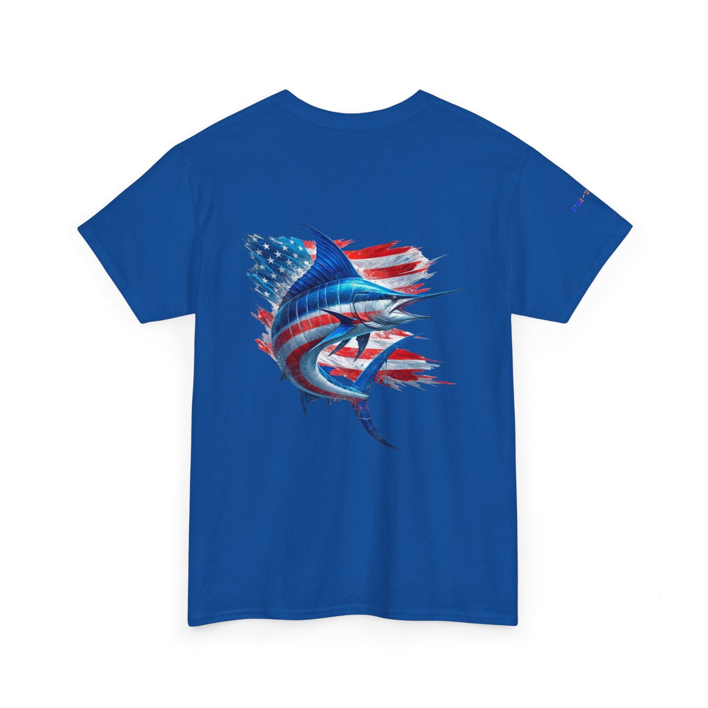 Large Logo Marlin Patriotic Gulf of America Tee, Unisex Cotton T-Shirt, Fishing Shirt, Summer Apparel, Casual Wear, Gift for Anglers