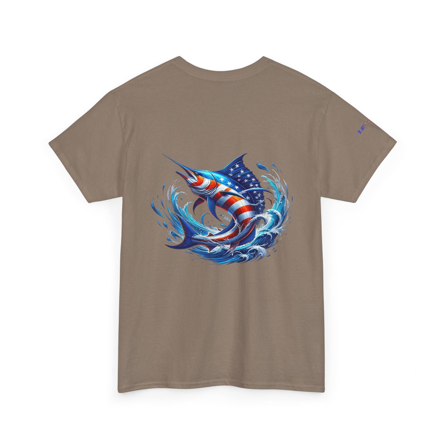 American Flag Marlin Patriotic Gulf of America Tee, Unisex Cotton T-Shirt