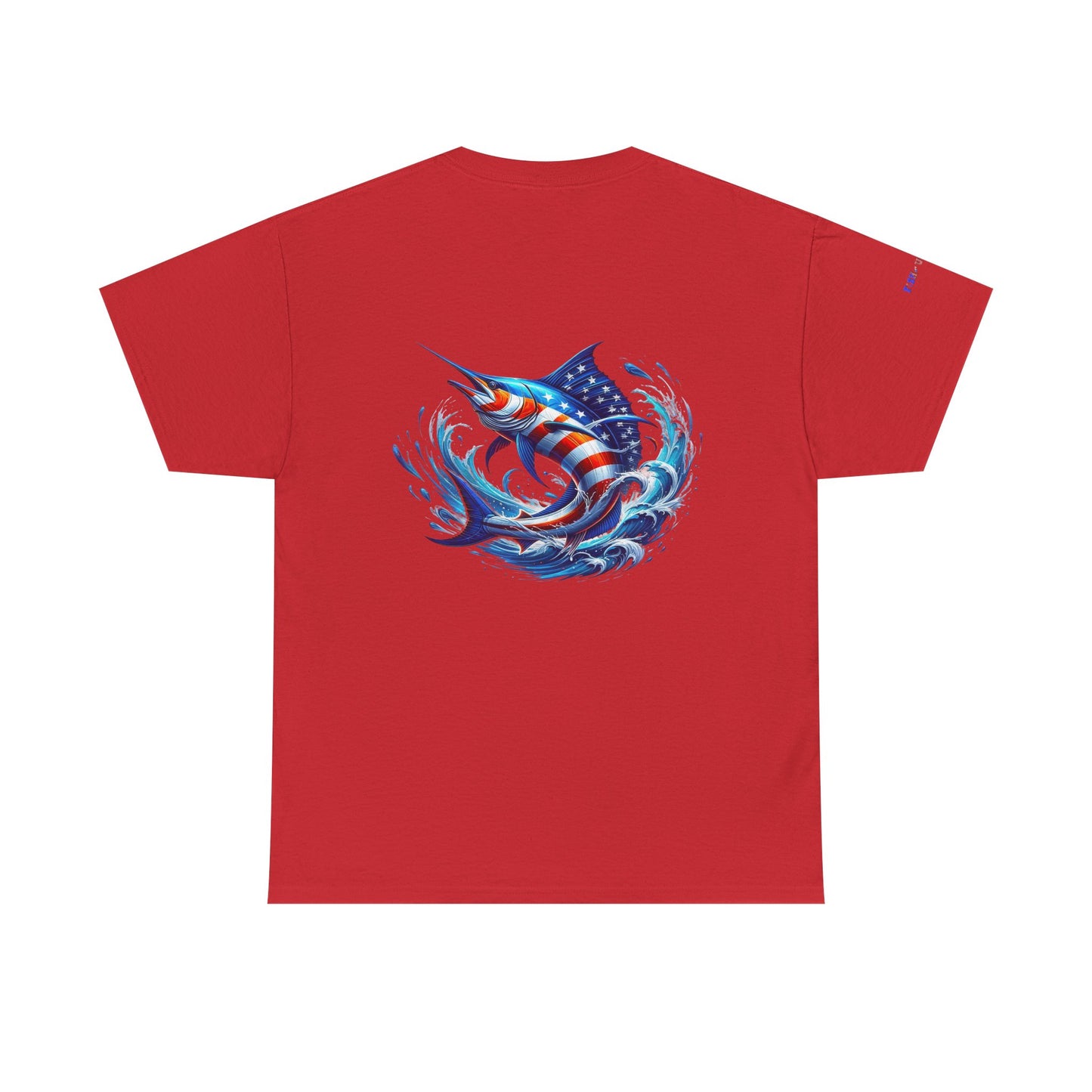 American Flag Marlin Patriotic Gulf of America Tee, Unisex Cotton T-Shirt