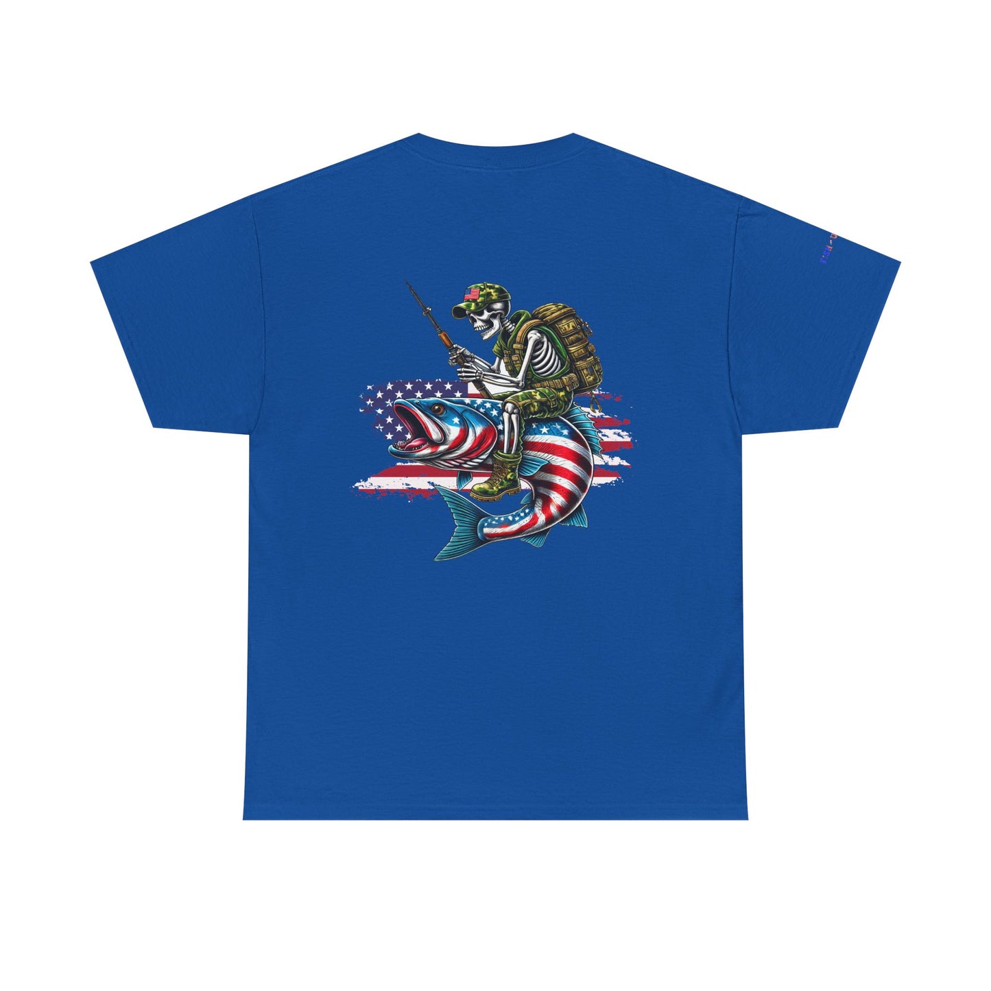 Soldier Riding Fish Patriotic Gulf of America Tee, Unisex Cotton T-Shirt, Fishing Shirt, Summer Apparel, Casual Wear, Gift for Anglers