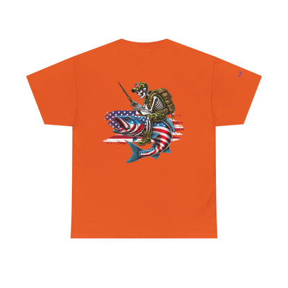 Soldier Riding Fish Patriotic Gulf of America Tee, Unisex Cotton T-Shirt, Fishing Shirt, Summer Apparel, Casual Wear, Gift for Anglers