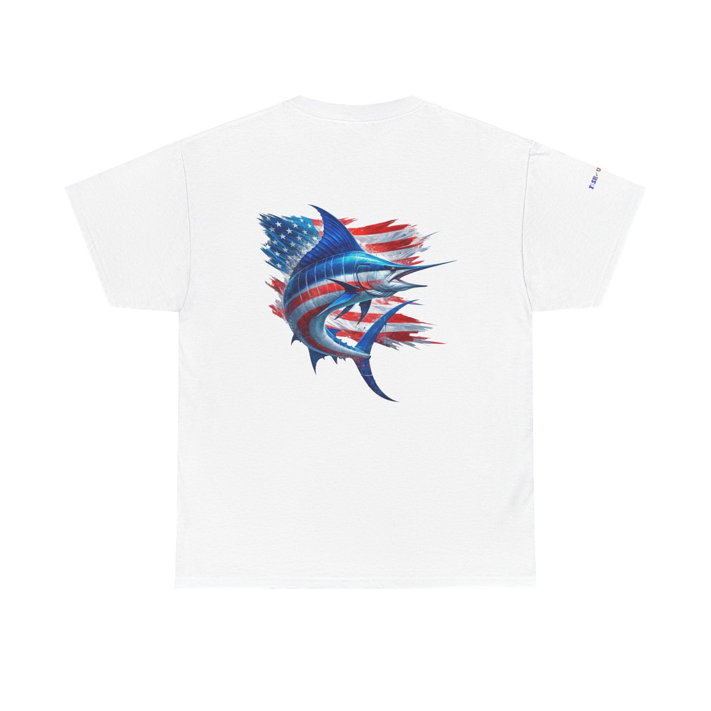 Large Logo Marlin Patriotic Gulf of America Tee, Unisex Cotton T-Shirt, Fishing Shirt, Summer Apparel, Casual Wear, Gift for Anglers