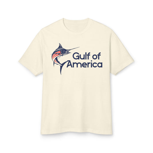 Gulf of America Fish Tee - Unisex Heavyweight Cotton T-Shirt for Fishermen, Beach Lovers, Summer Vacations, Gift for Him/Her, Casual Wear