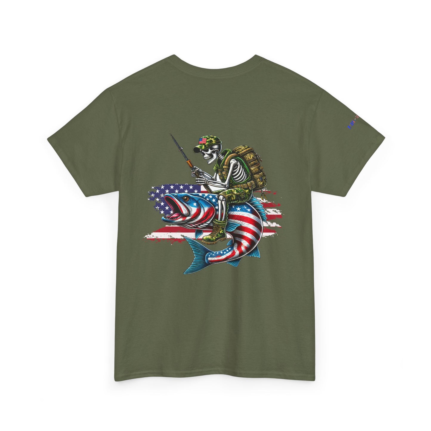 Soldier Riding Fish Patriotic Gulf of America Tee, Unisex Cotton T-Shirt, Fishing Shirt, Summer Apparel, Casual Wear, Gift for Anglers