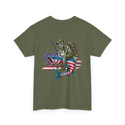 Soldier Riding Fish Patriotic Gulf of America Tee, Unisex Cotton T-Shirt, Fishing Shirt, Summer Apparel, Casual Wear, Gift for Anglers