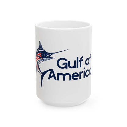 Gulf of America Fish Ceramic Mug - 11oz & 15oz, Fishing Gift, Coffee Lover Mug, Maritime Decor, Personalized Drinkware