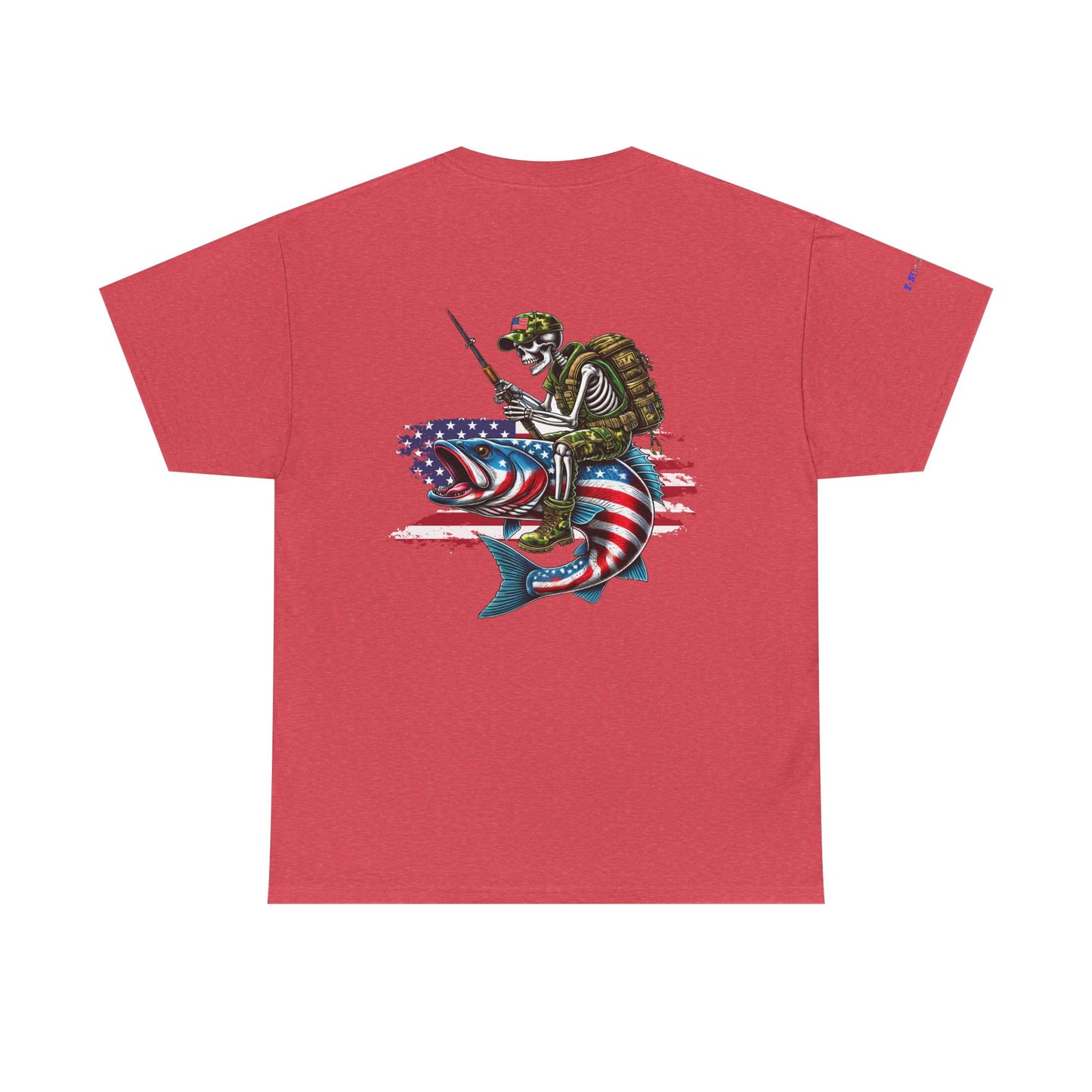 Soldier Riding Fish Patriotic Gulf of America Tee, Unisex Cotton T-Shirt, Fishing Shirt, Summer Apparel, Casual Wear, Gift for Anglers