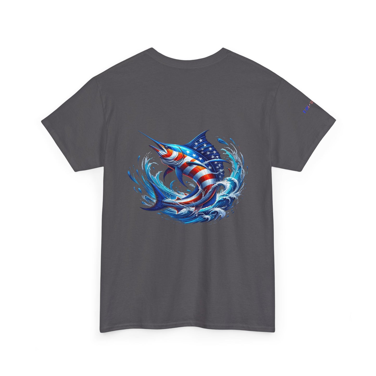 American Flag Marlin Patriotic Gulf of America Tee, Unisex Cotton T-Shirt