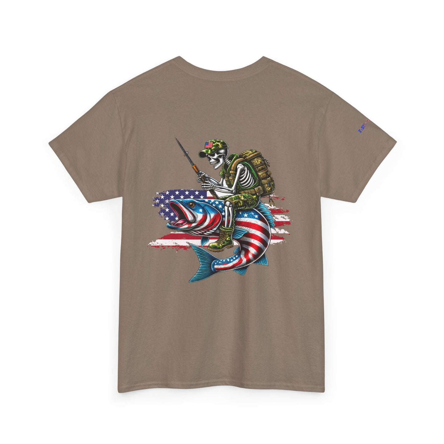 Soldier Riding Fish Patriotic Gulf of America Tee, Unisex Cotton T-Shirt, Fishing Shirt, Summer Apparel, Casual Wear, Gift for Anglers
