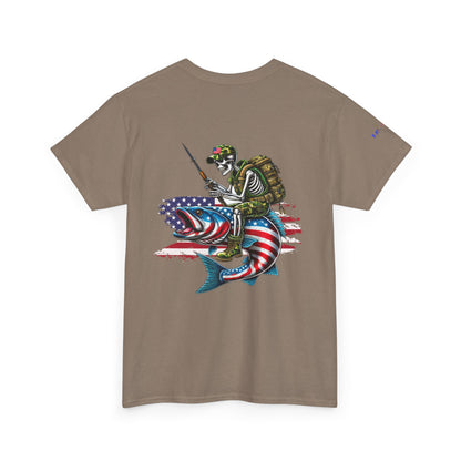 Soldier Riding Fish Patriotic Gulf of America Tee, Unisex Cotton T-Shirt, Fishing Shirt, Summer Apparel, Casual Wear, Gift for Anglers