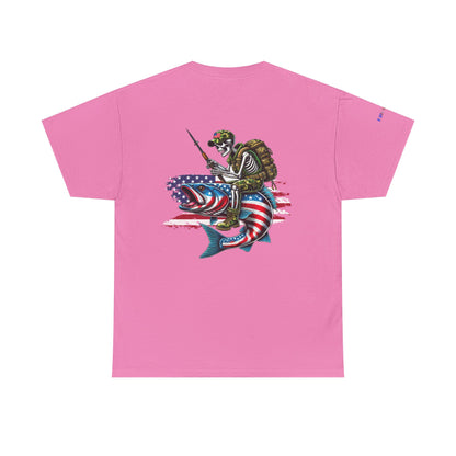 Soldier Riding Fish Patriotic Gulf of America Tee, Unisex Cotton T-Shirt, Fishing Shirt, Summer Apparel, Casual Wear, Gift for Anglers