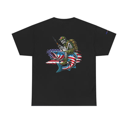 Soldier Riding Fish Patriotic Gulf of America Tee, Unisex Cotton T-Shirt, Fishing Shirt, Summer Apparel, Casual Wear, Gift for Anglers