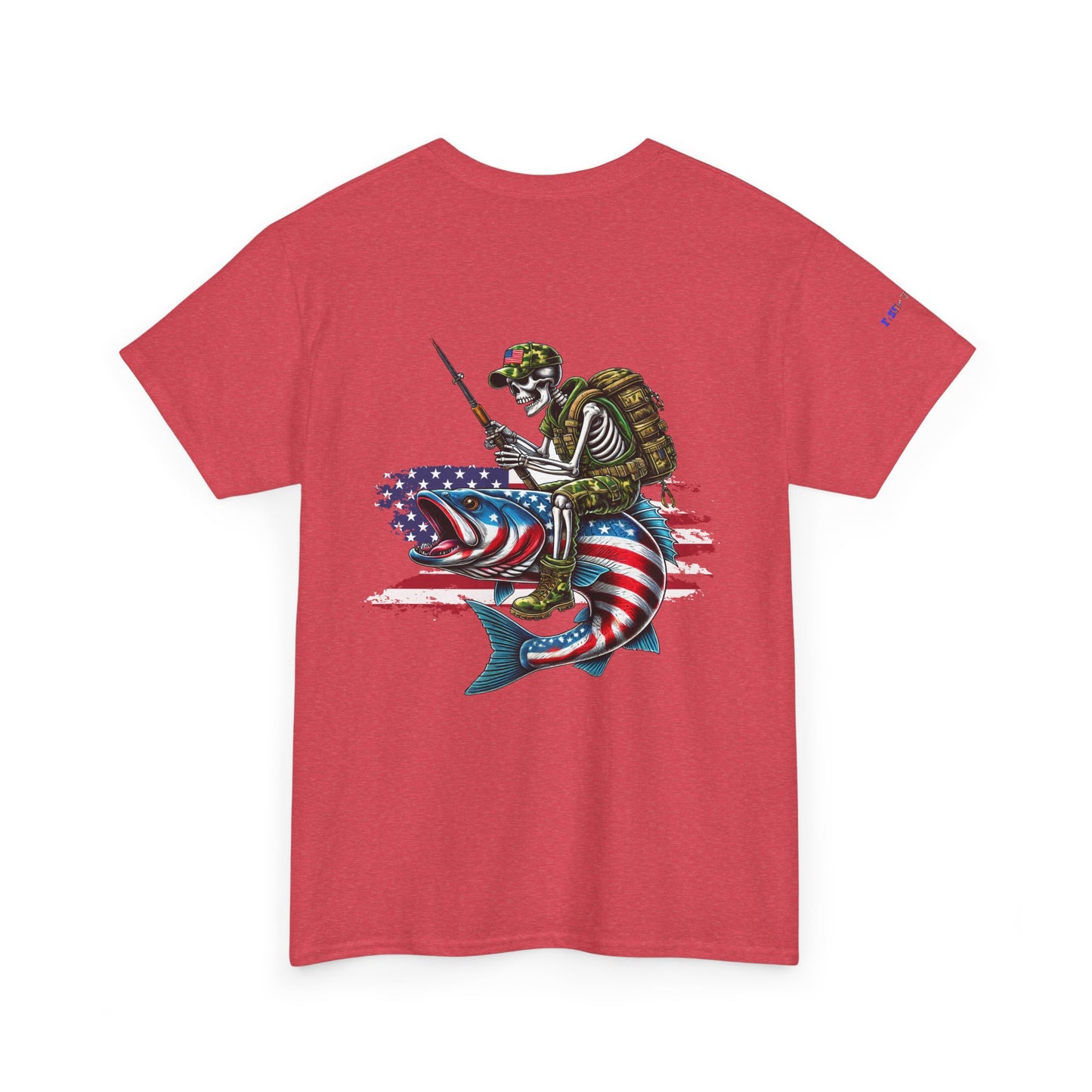 Soldier Riding Fish Patriotic Gulf of America Tee, Unisex Cotton T-Shirt, Fishing Shirt, Summer Apparel, Casual Wear, Gift for Anglers