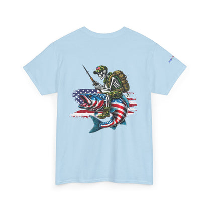 Soldier Riding Fish Patriotic Gulf of America Tee, Unisex Cotton T-Shirt, Fishing Shirt, Summer Apparel, Casual Wear, Gift for Anglers