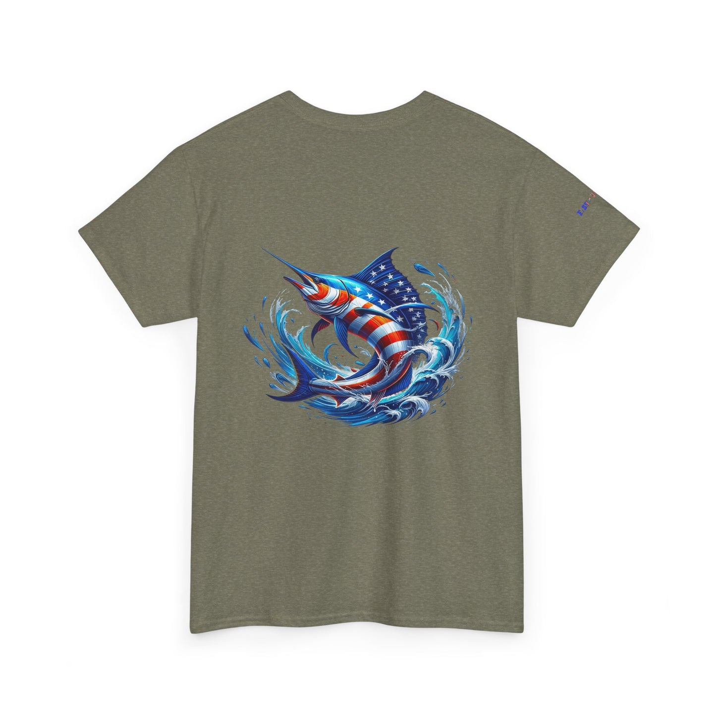 American Flag Marlin Patriotic Gulf of America Tee, Unisex Cotton T-Shirt