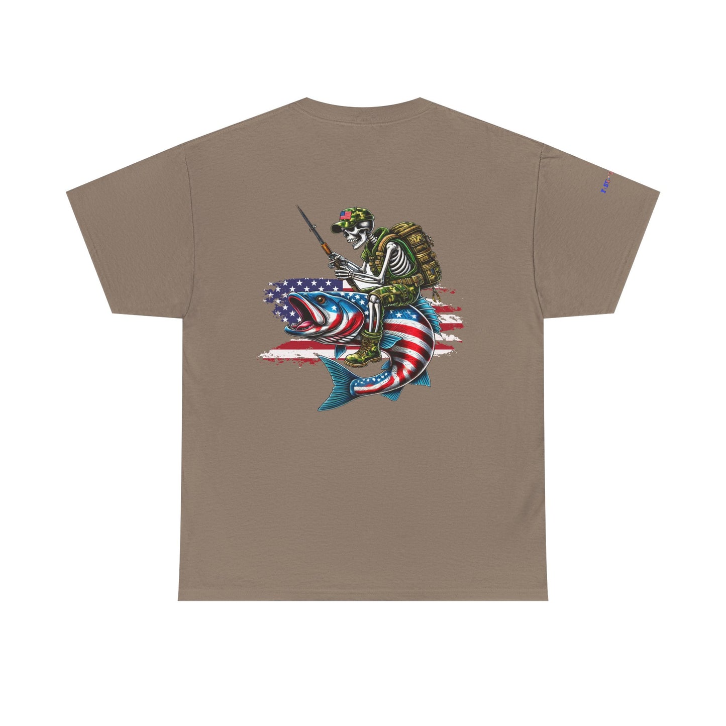 Soldier Riding Fish Patriotic Gulf of America Tee, Unisex Cotton T-Shirt, Fishing Shirt, Summer Apparel, Casual Wear, Gift for Anglers