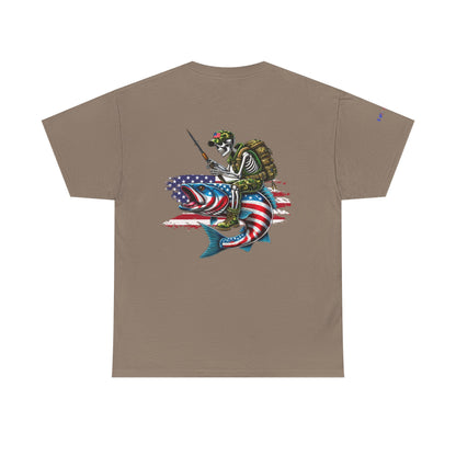 Soldier Riding Fish Patriotic Gulf of America Tee, Unisex Cotton T-Shirt, Fishing Shirt, Summer Apparel, Casual Wear, Gift for Anglers