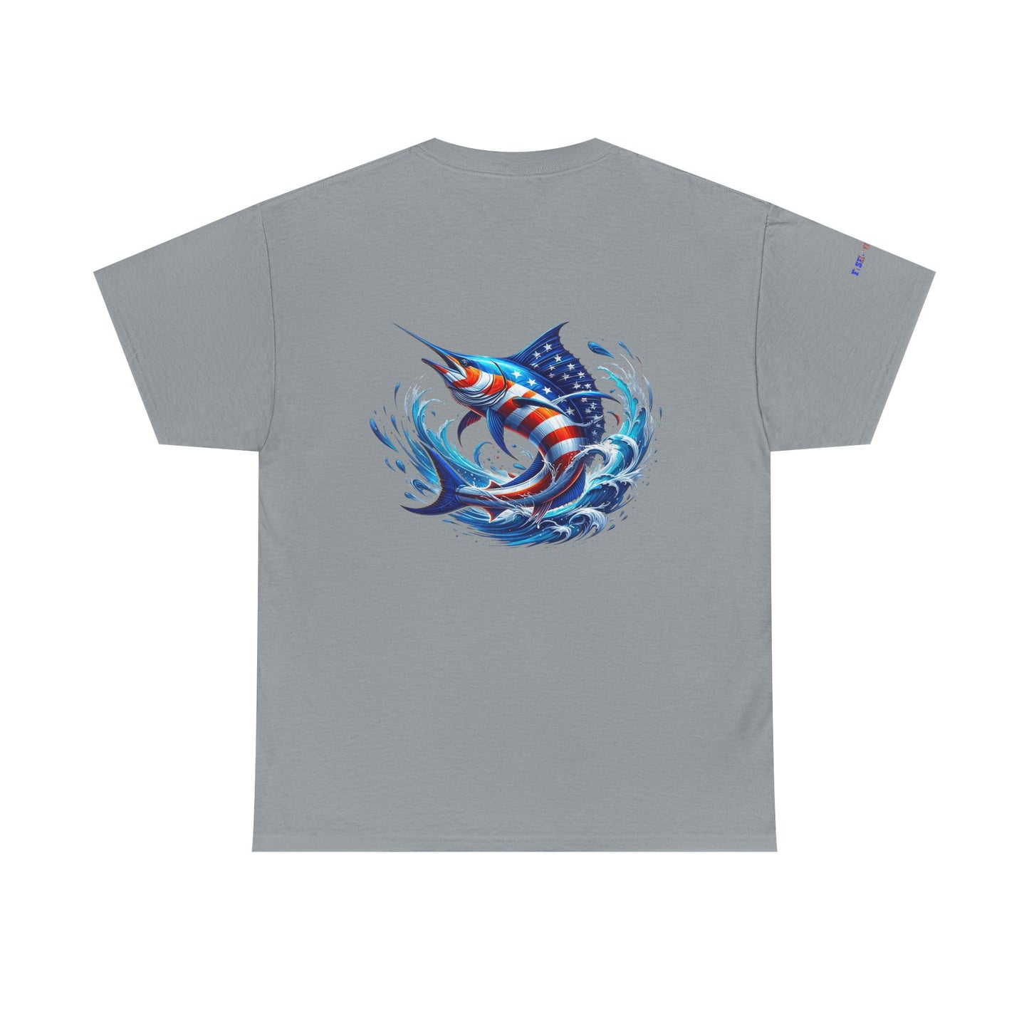 American Flag Marlin Patriotic Gulf of America Tee, Unisex Cotton T-Shirt