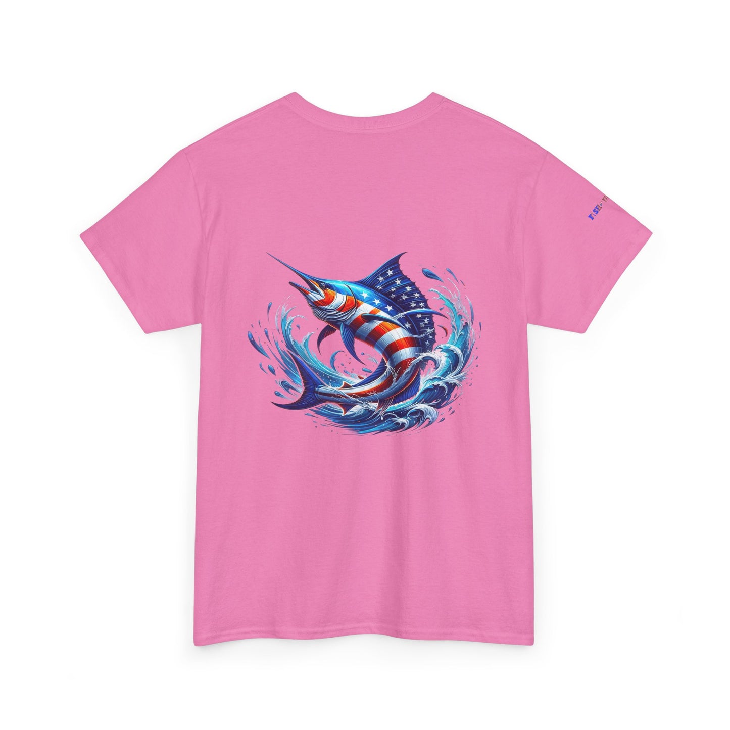 American Flag Marlin Patriotic Gulf of America Tee, Unisex Cotton T-Shirt