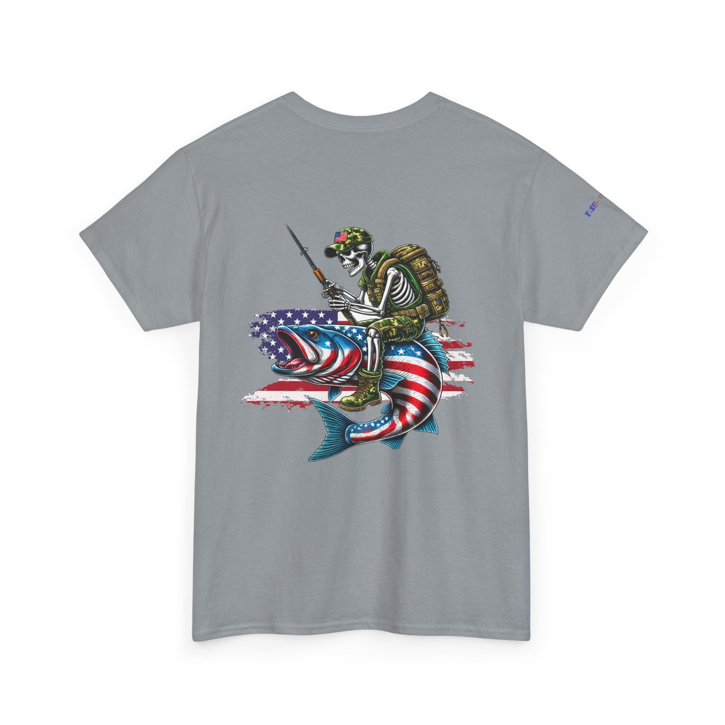 Soldier Riding Fish Patriotic Gulf of America Tee, Unisex Cotton T-Shirt, Fishing Shirt, Summer Apparel, Casual Wear, Gift for Anglers