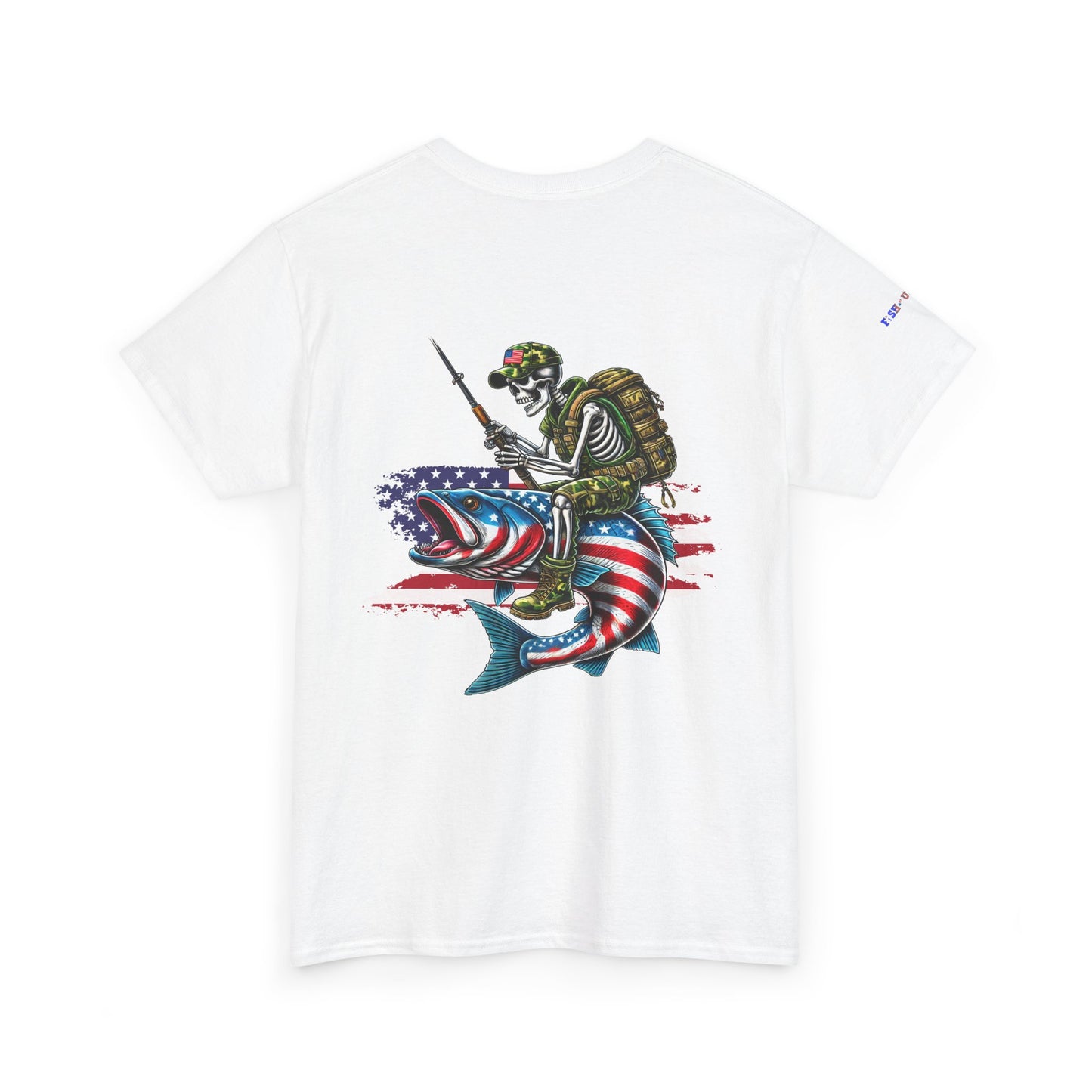 Soldier Riding Fish Patriotic Gulf of America Tee, Unisex Cotton T-Shirt, Fishing Shirt, Summer Apparel, Casual Wear, Gift for Anglers