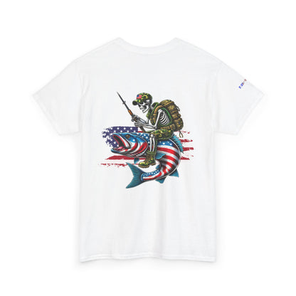 Soldier Riding Fish Patriotic Gulf of America Tee, Unisex Cotton T-Shirt, Fishing Shirt, Summer Apparel, Casual Wear, Gift for Anglers