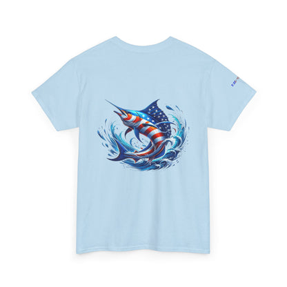 American Flag Marlin Patriotic Gulf of America Tee, Unisex Cotton T-Shirt