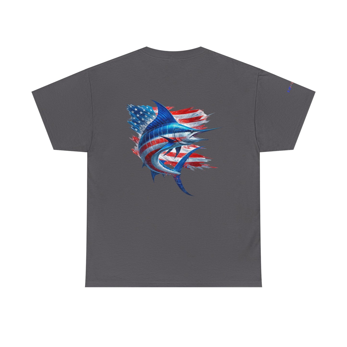 Large Logo Marlin Patriotic Gulf of America Tee, Unisex Cotton T-Shirt, Fishing Shirt, Summer Apparel, Casual Wear, Gift for Anglers