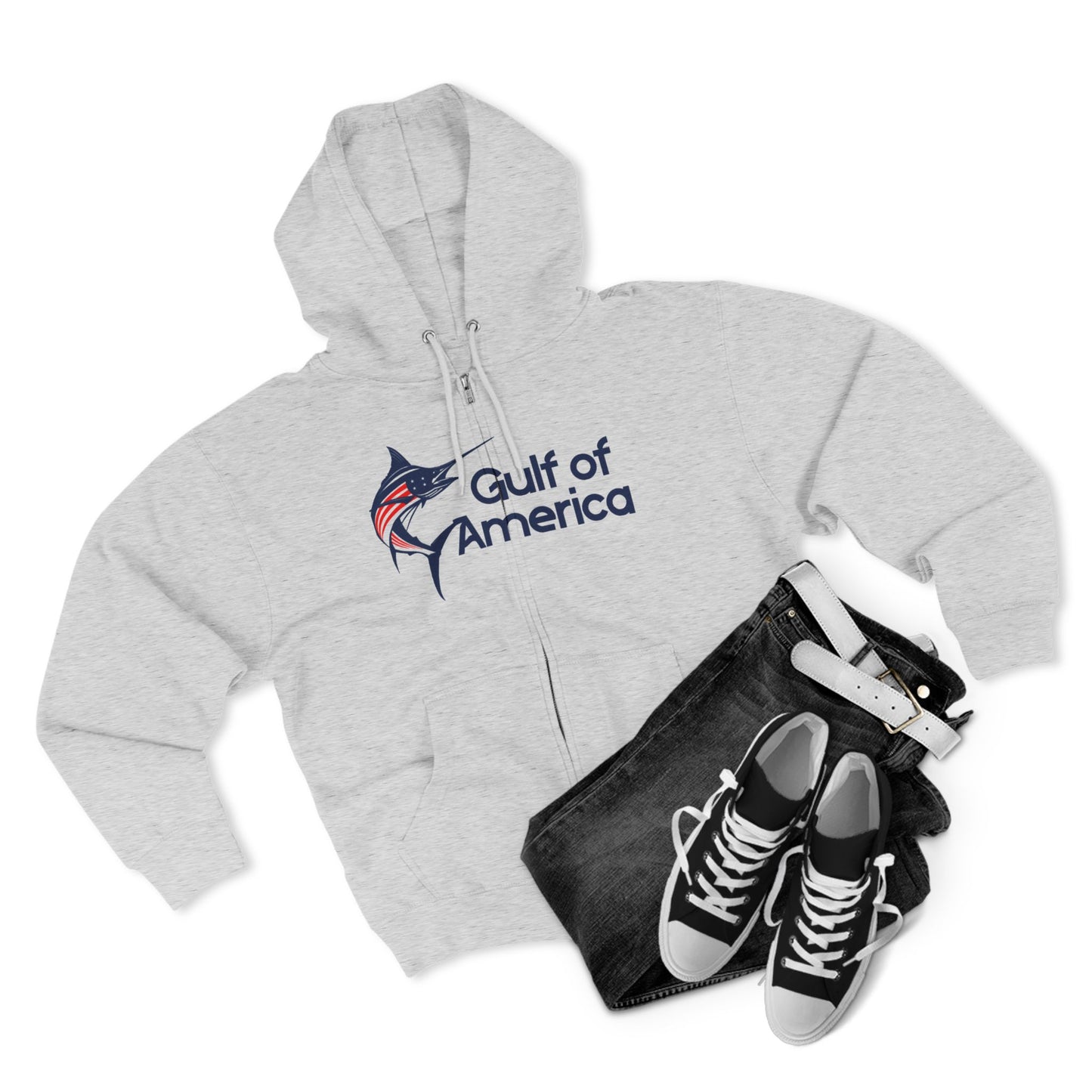 Gulf of America Unisex Zip Hoodie - Cozy Casual Wear, Beach Day, Fishing Trip, Outdoor Adventure, Friends & Family Gift