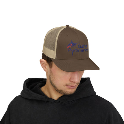 Gulf of America Snapback Trucker Cap, Fishing Gift, Summer Hat, Outdoor Accessories, Beachwear, Casual Wear, Fishing Enthusiast